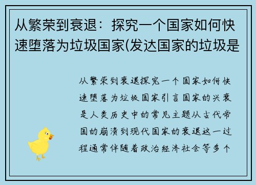 从繁荣到衰退：探究一个国家如何快速堕落为垃圾国家(发达国家的垃圾是怎么处理的)